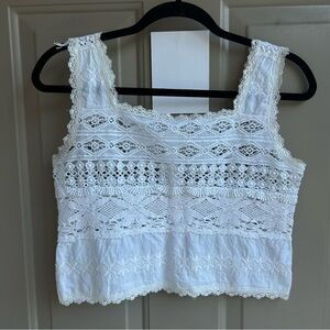 Easel White Lace Tank Top